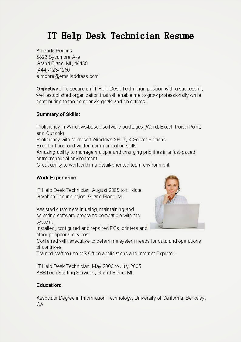 Sample Resume for It Help Desk Technician Resume Samples It Help Desk Technician Resume Sample