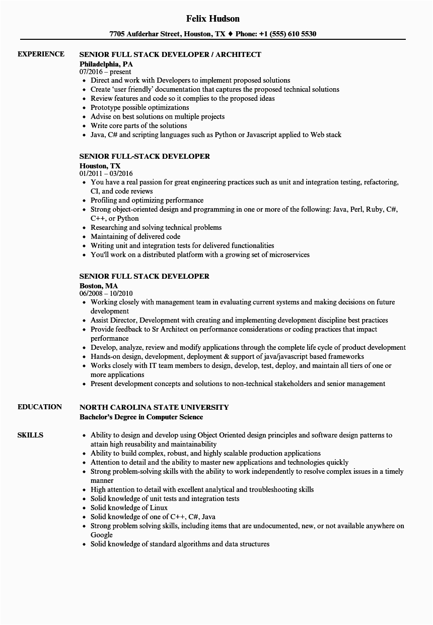 Sample Resume for Java Full Stack Developer Senior Java Developer Resume J2e