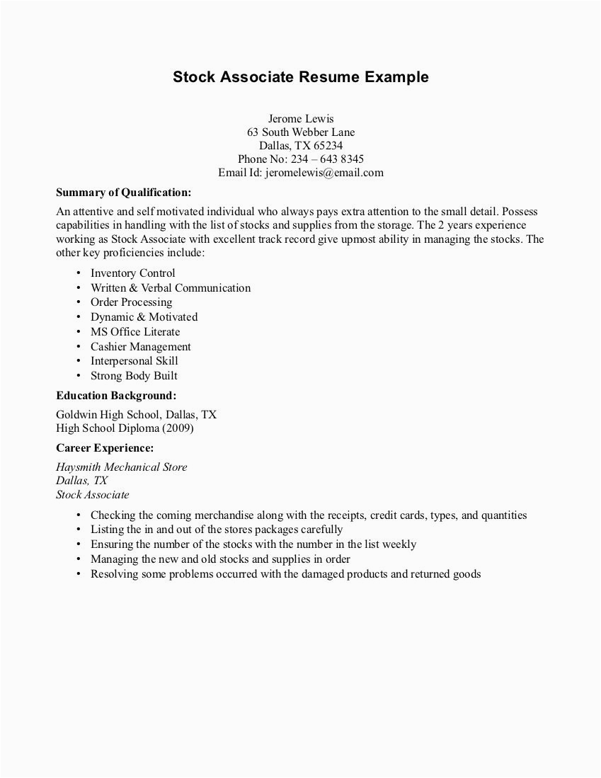 Sample Resume for Job Application with No Experience High School Resume No Work Experience Resume Sample