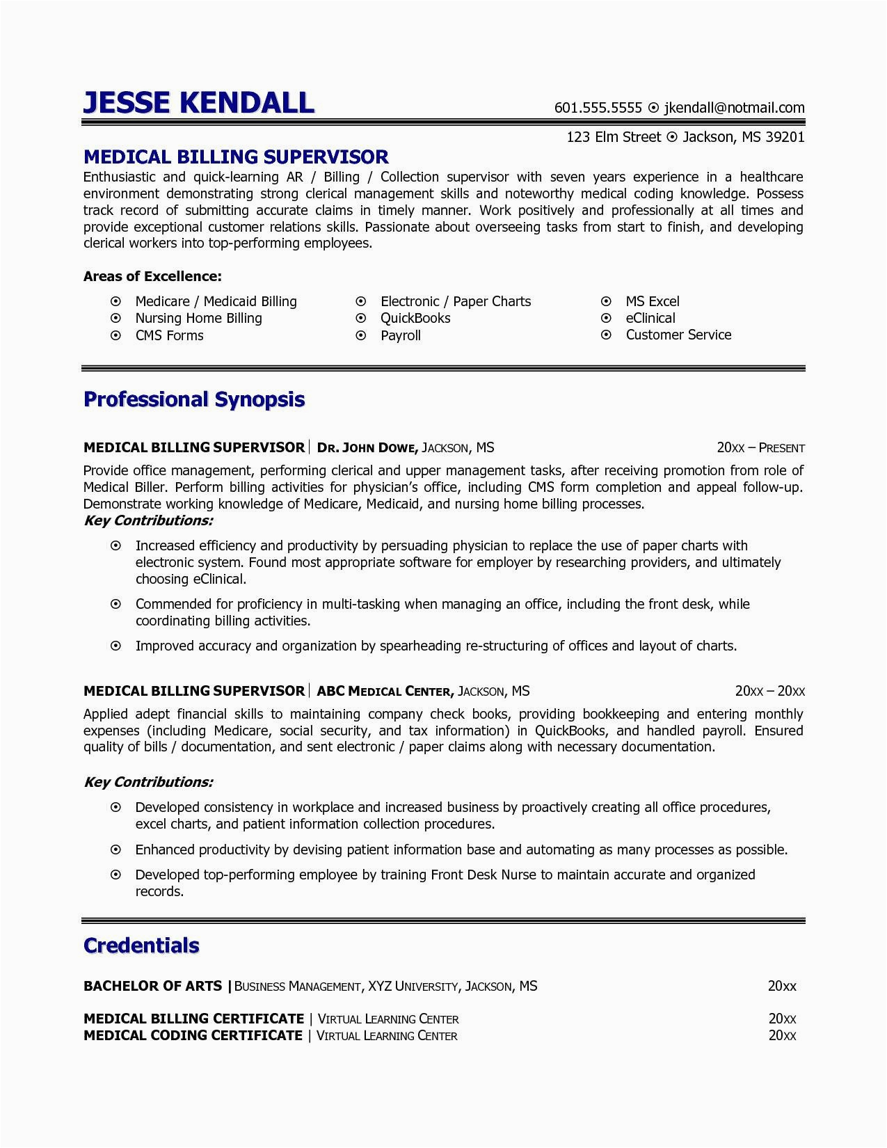 Sample Resume for Medical Billing and Coding Student 11 Medical Billing Resume Example Collection