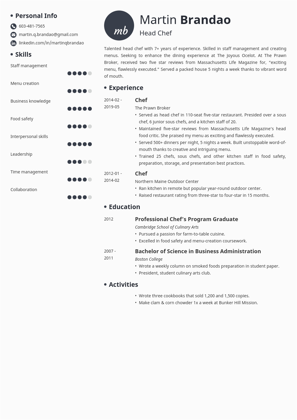 Sample Resume for Ojt Culinary Students Culinary Resume Examples with Skills Objectives & 20 Tips