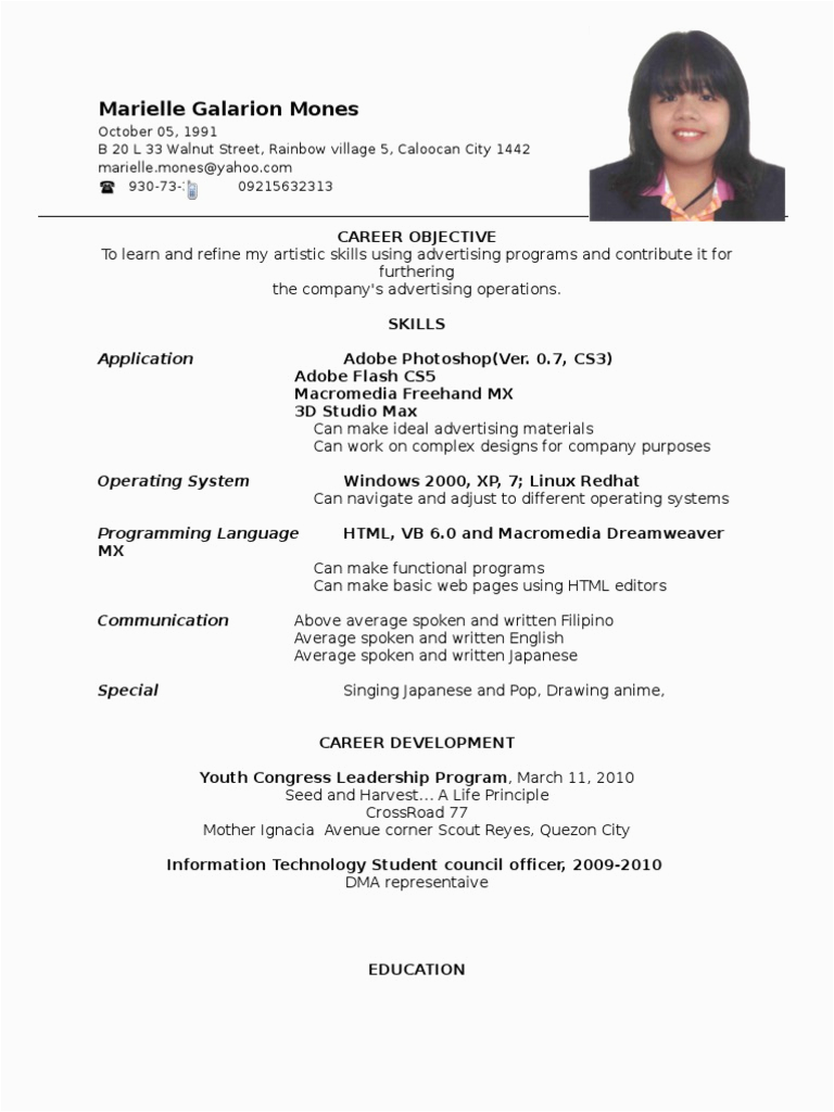 Sample Resume for Ojt Psychology Students Resume format Ojt
