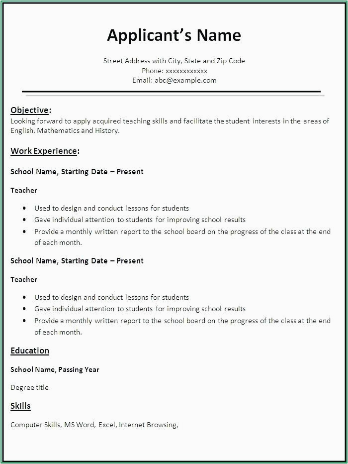 Sample Resume for Preschool Teacher Fresher Fresher Teacher Resume format Doc Download Blog Your Game