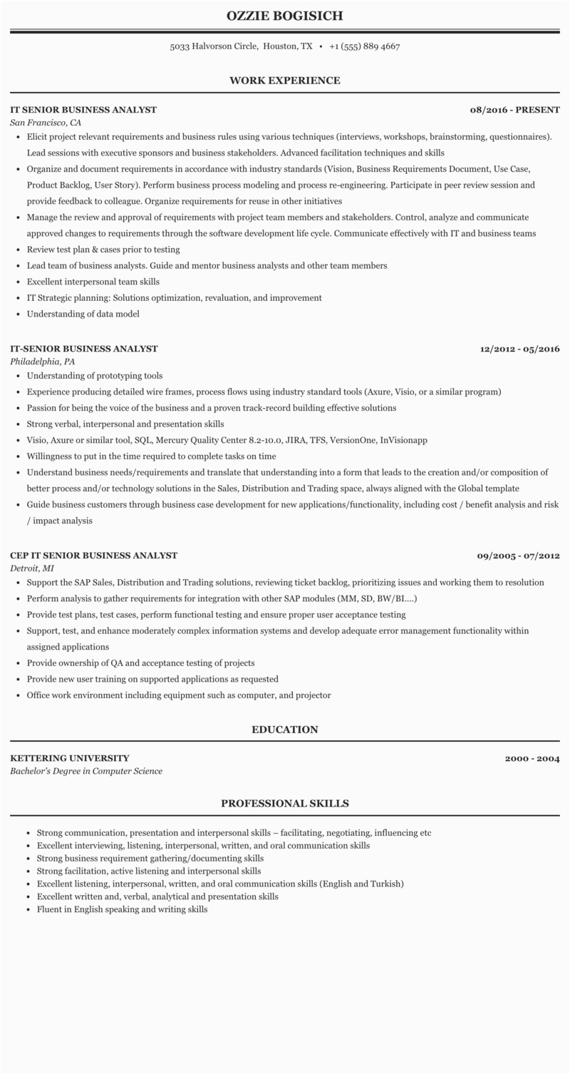 Sample Resume for Senior Business Analyst [download 37 ] Business Analyst Cv Template
