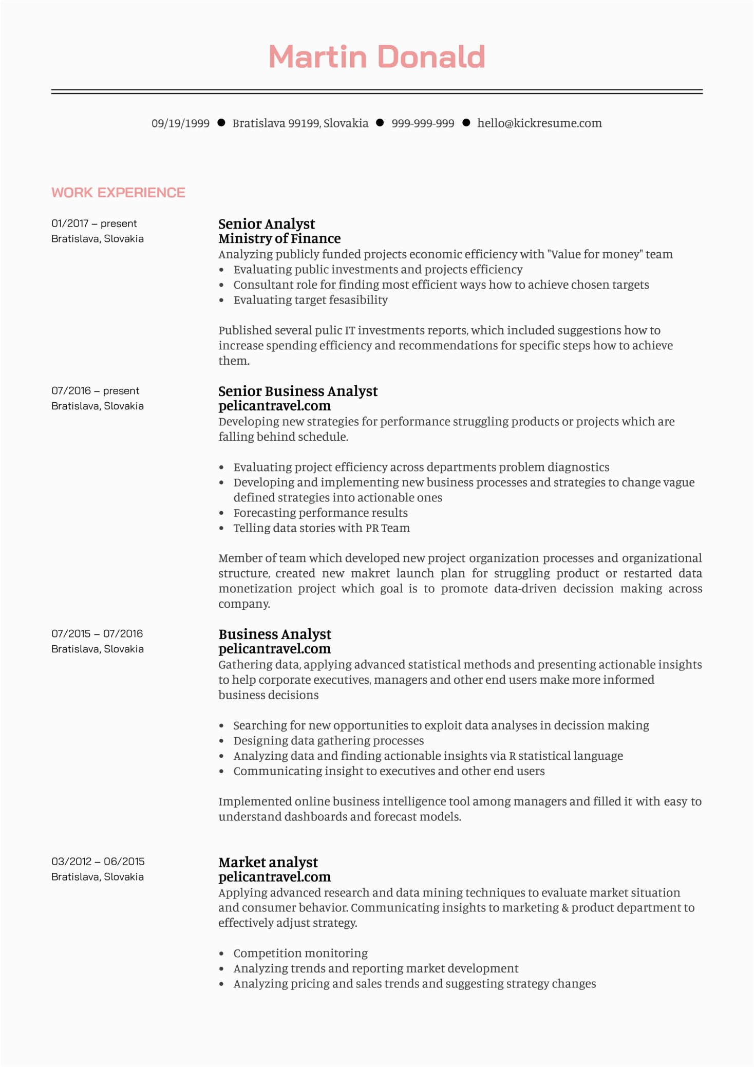 Sample Resume for Senior Business Analyst Senior Business Analyst Resume Example