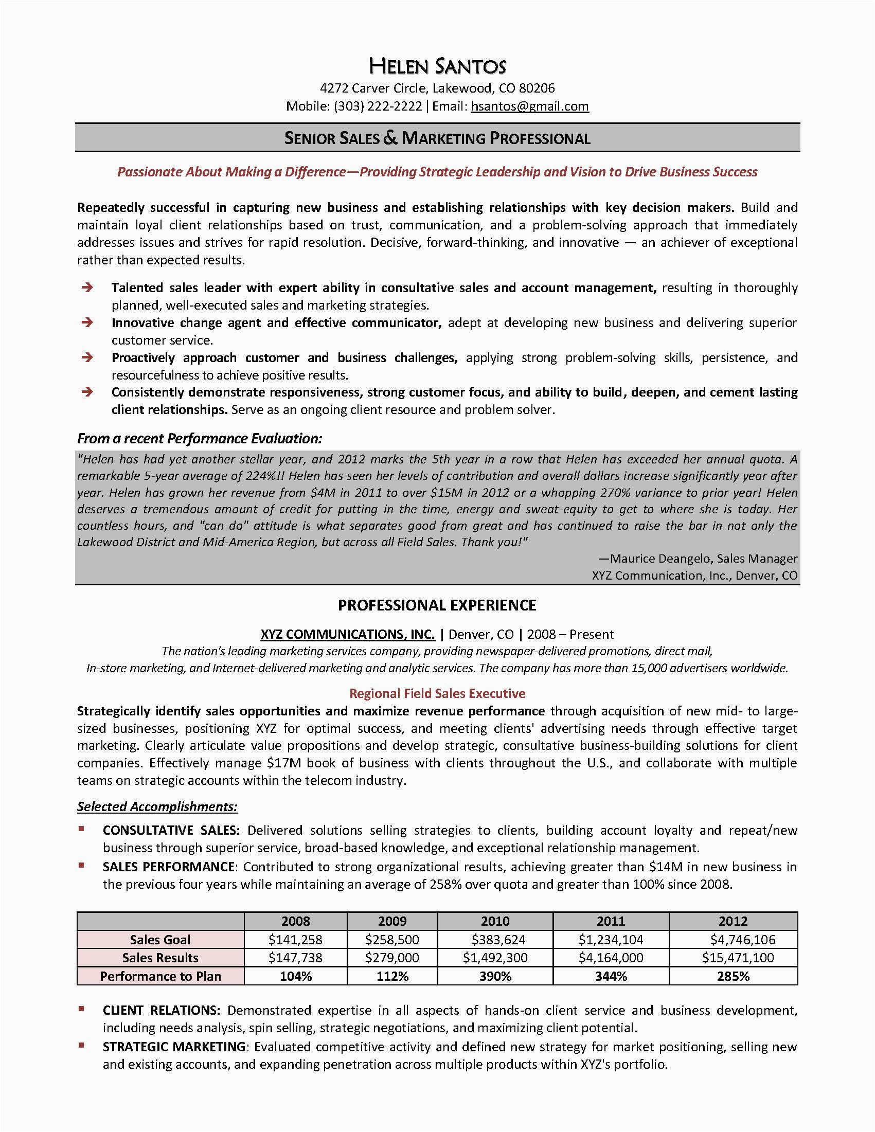 Sample Resume for Senior Sales Executive Senior Sales Executive Resume