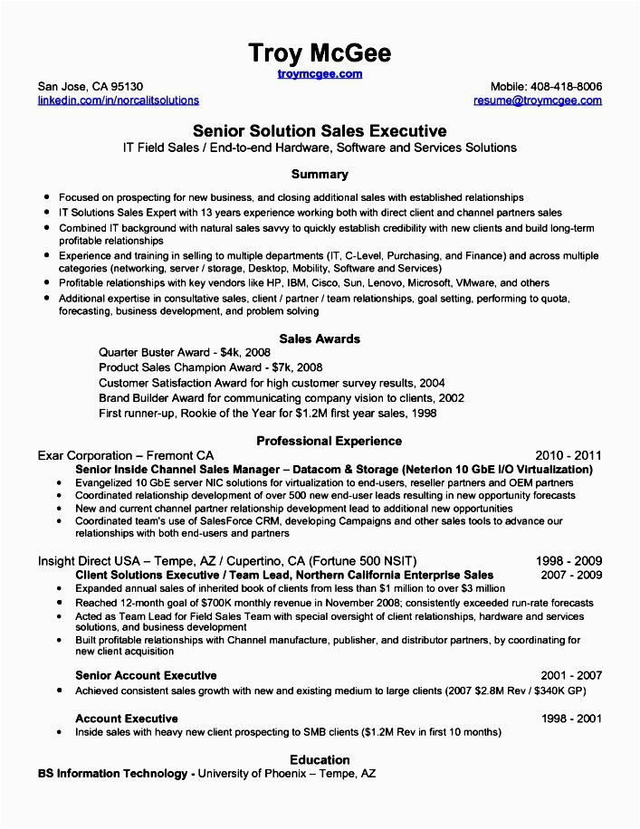 Sample Resume for Senior Sales Executive Senior Sales Executive Resume