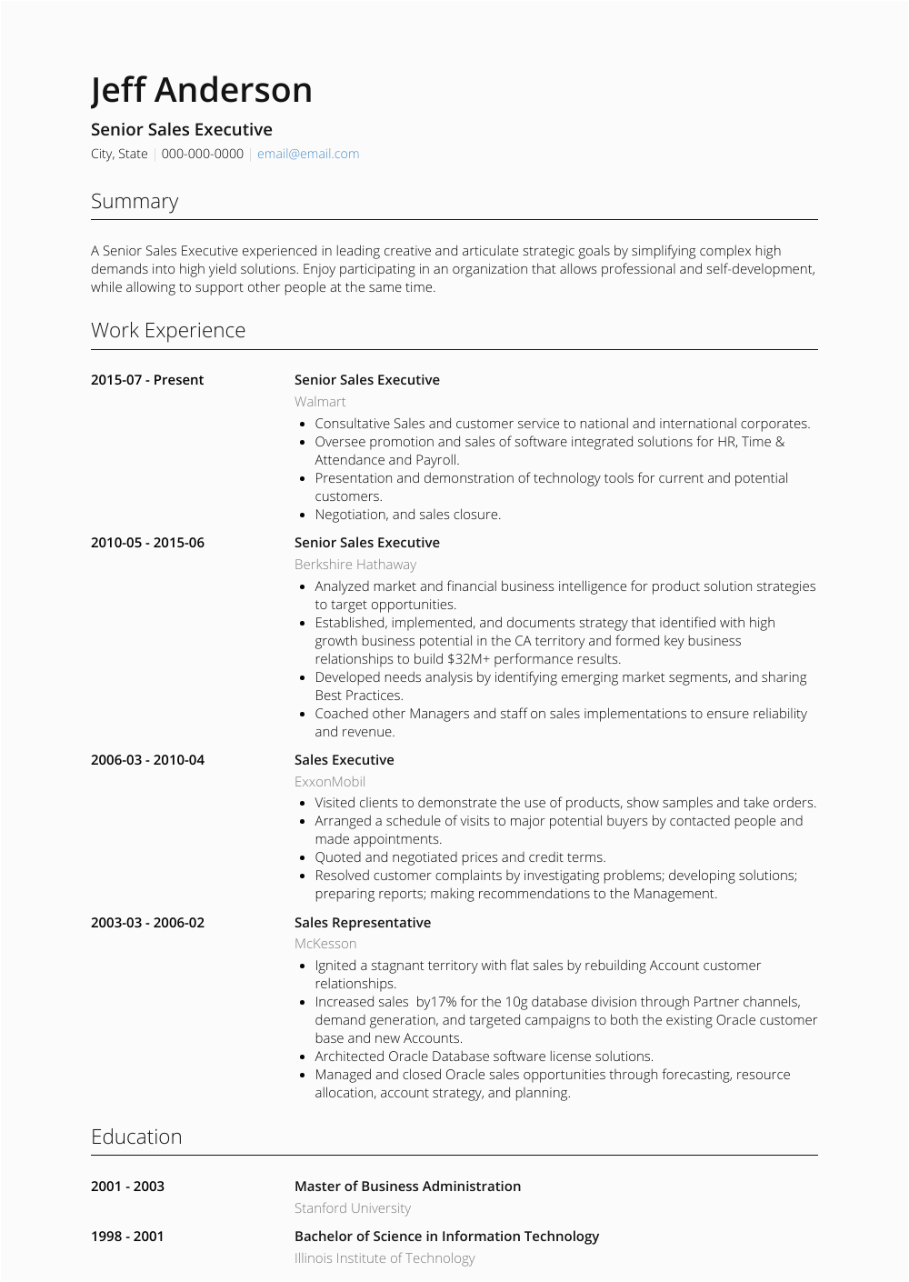 Sample Resume for Senior Sales Executive Senior Sales Executive Resume Samples and Templates