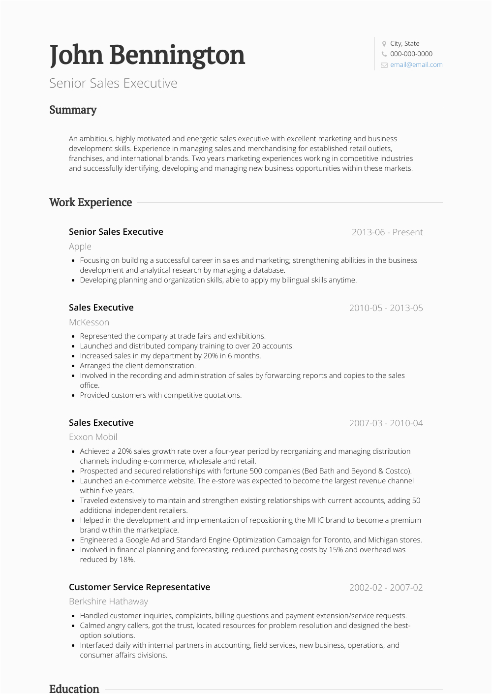 Sample Resume for Senior Sales Executive Senior Sales Executive Resume Samples and Templates