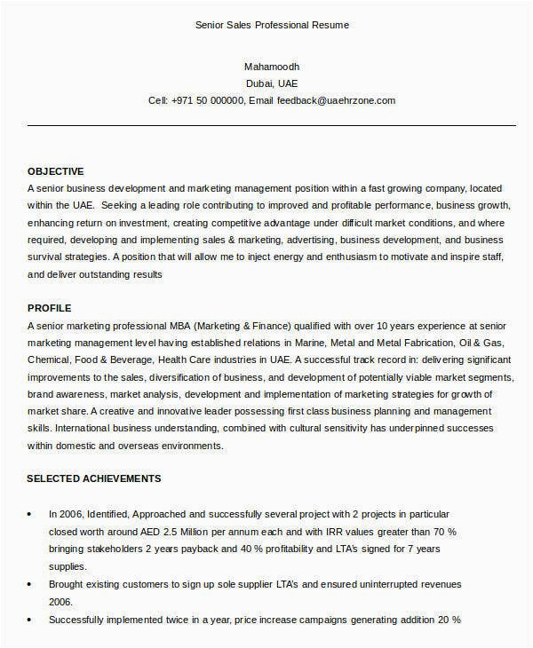 Sample Resume for Senior Sales Professional Sales Resume Template 24 Free Word Pdf Documents