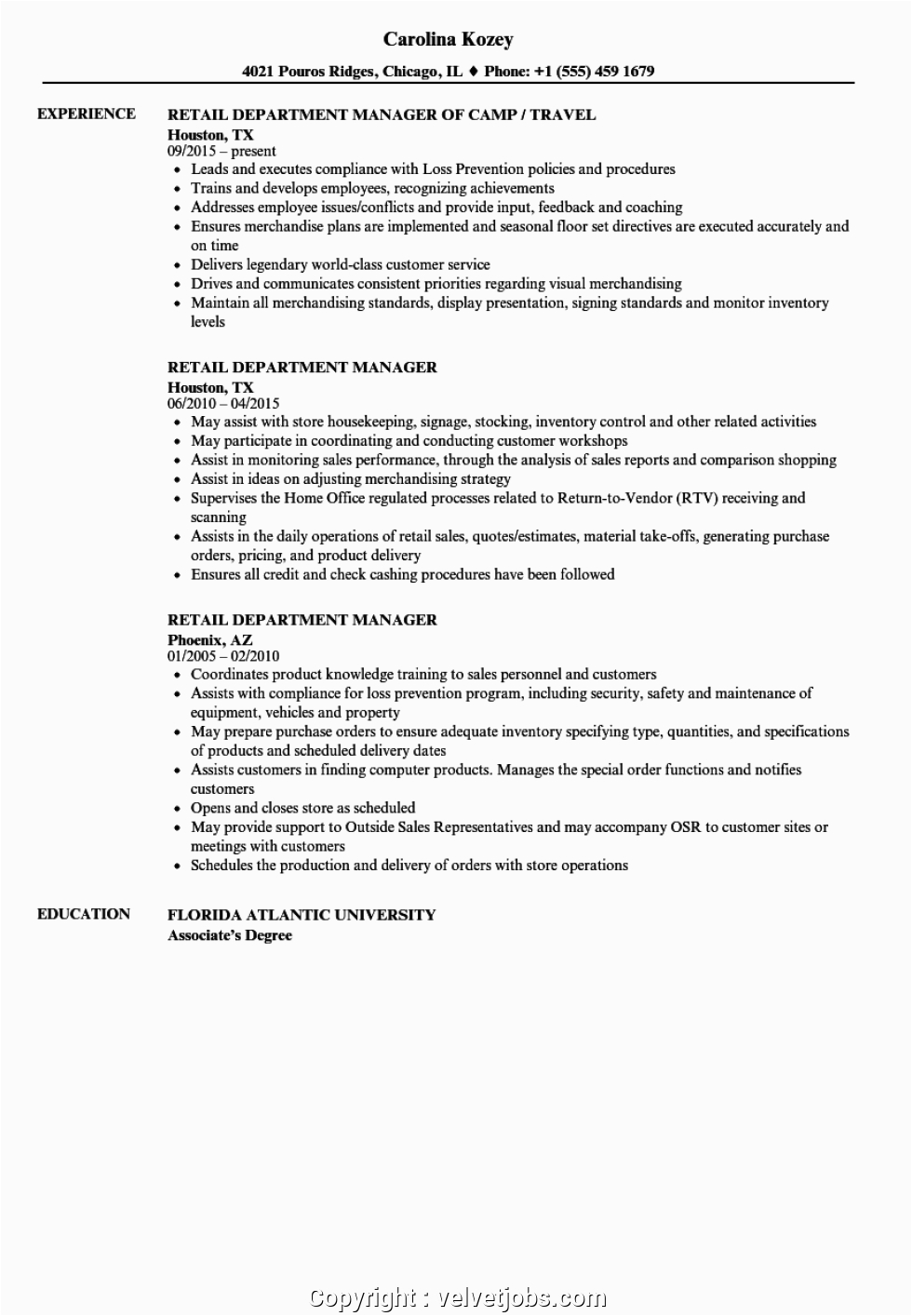 Sample Resume for Sm Department Store Executive Retail Department Manager Resume Retail