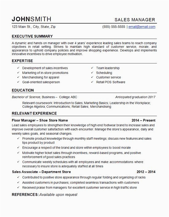Sample Resume for Sm Department Store Retail Store Manager Resumes Unique Retail Manager Resume