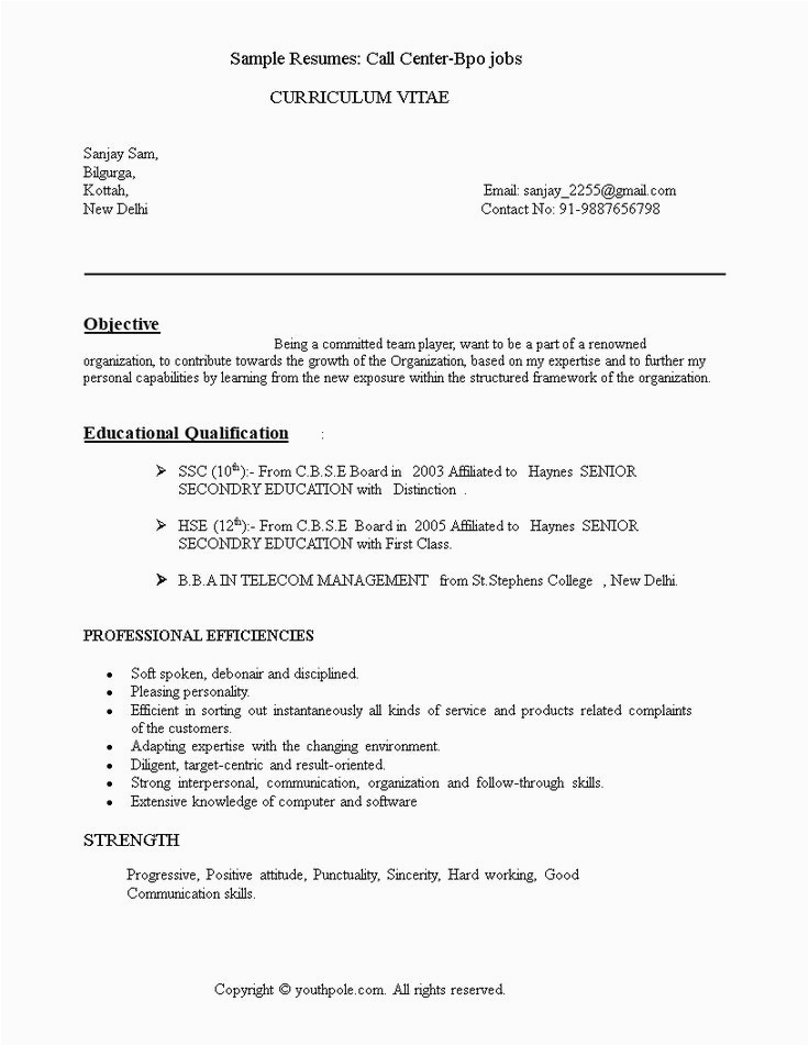 Sample Resume for Smes In Bpo Callcenter Bpo Resume Template Resume with Images