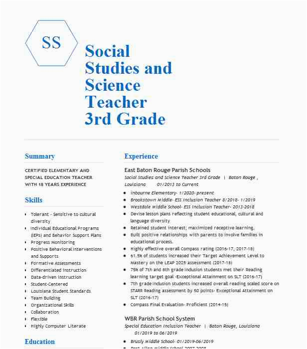Sample Resume for social Science Teacher social Science Teacher Resume Example Villa Park High