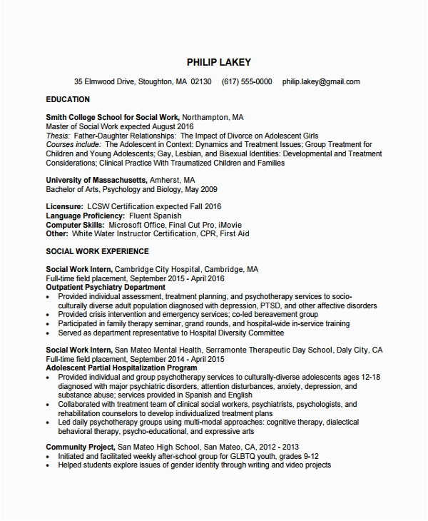 Sample Resume for social Worker assistant 10 social Worker Resume Templates
