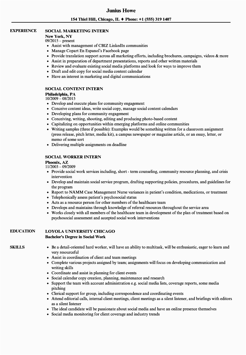Sample Resume for social Worker Intern Resume Examples social Worker Best Resume Ideas