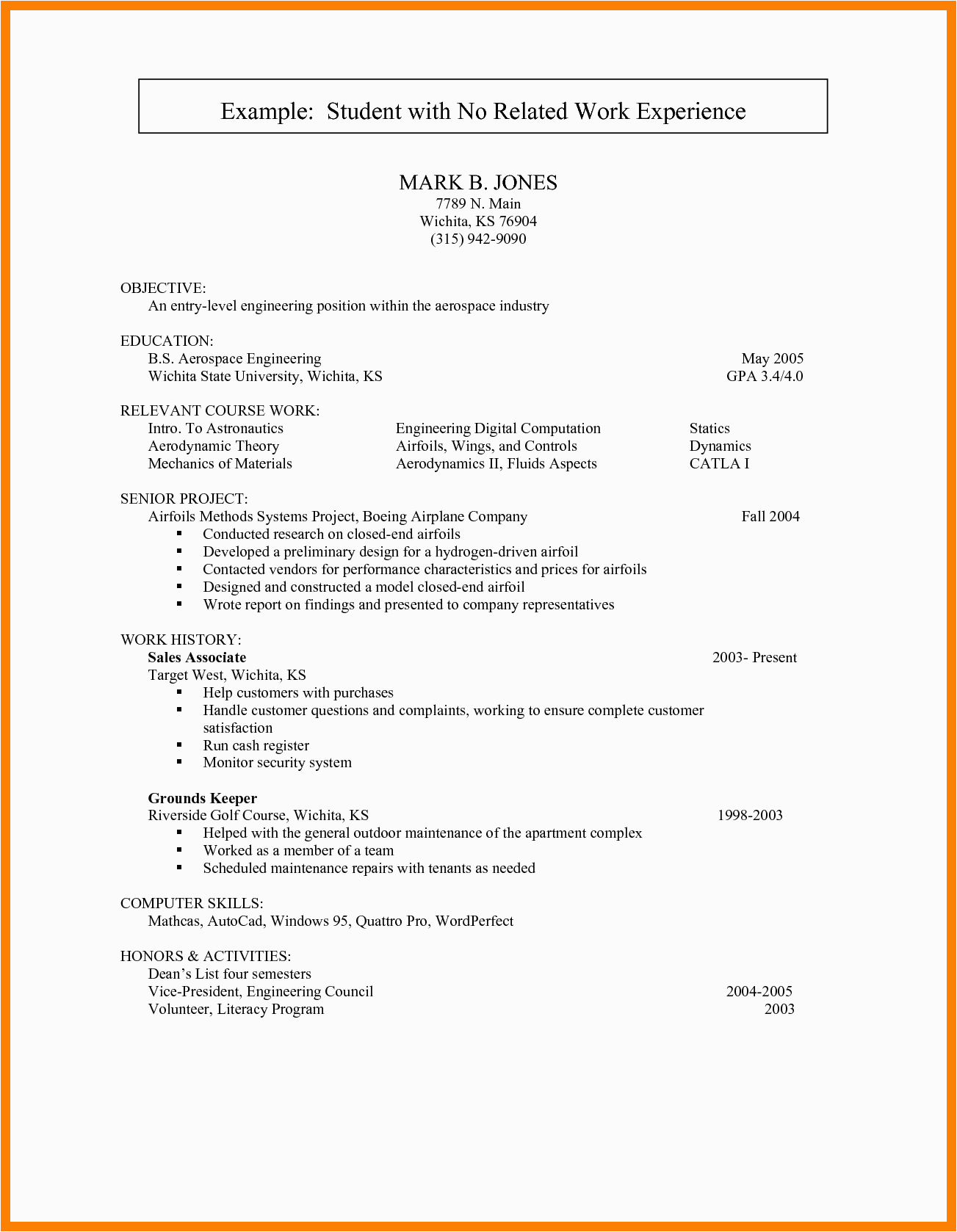 Sample Resume for Teenager with Little Work Experience Job Sample Resume with No Work Experience College Student