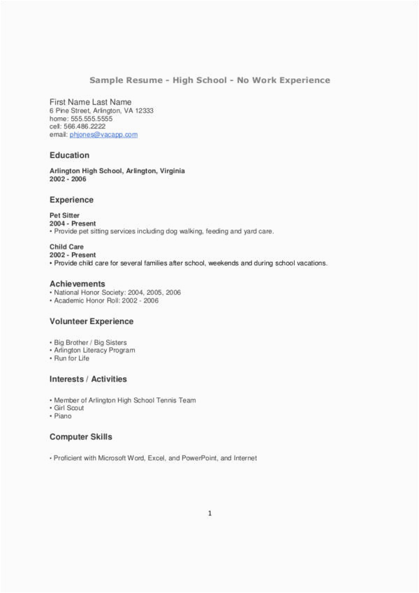 Sample Resume for Teenager with No Work Experience Free No Experience Here S the Perfect Resume [ Tips