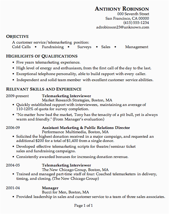 Sample Resume for Telemarketing Customer Service Resume Sample Customer Service Telemarketing