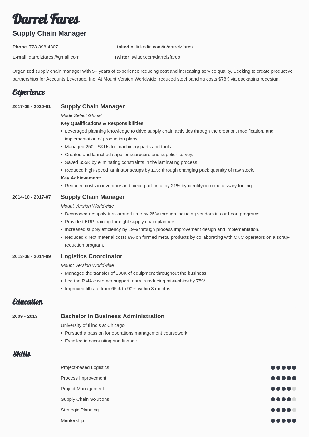Sample Resume Of Logistics Supply Chain Manager Supply Chain Manager Resume Examples and Writing Guide