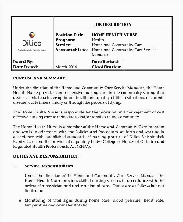 Sample Resume Of Staff Nurse with Job Description Staff Nurse Job Description for Resume Home Health