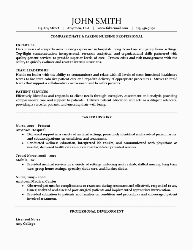 Sample Resume Registered Nurse Long Term Care Nursing Resume