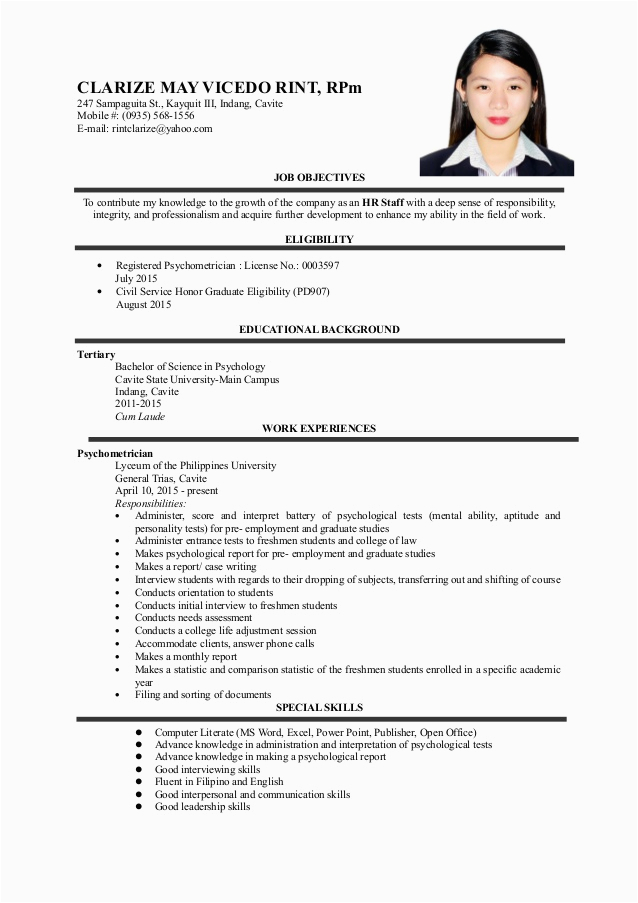 Sample Resume with Civil Service Eligibility Sample Resume Civil Service Essayfor X Fc2