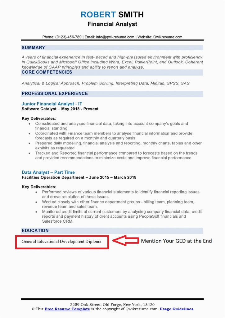 Sample Resume with Ged as Education How to Put Ged On Resume Tips and Sample Resume with Ged