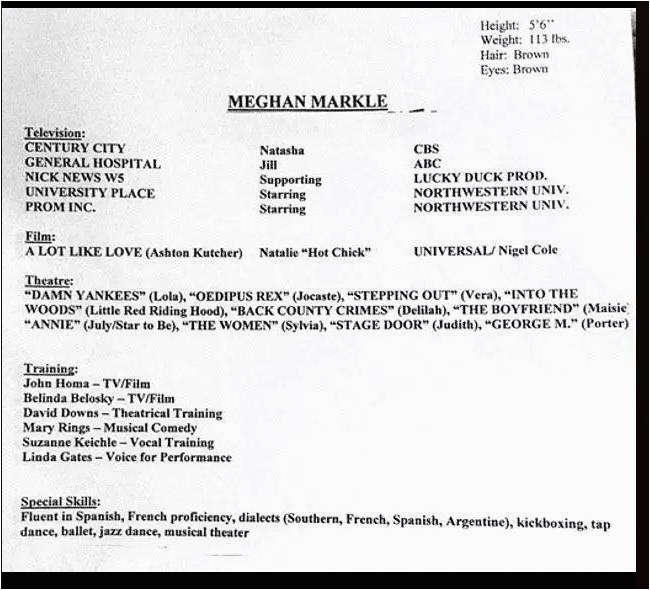 Sample Resume with Height and Weight Meghan Markle’s Old Cv Reveals Height Weight and Love Of