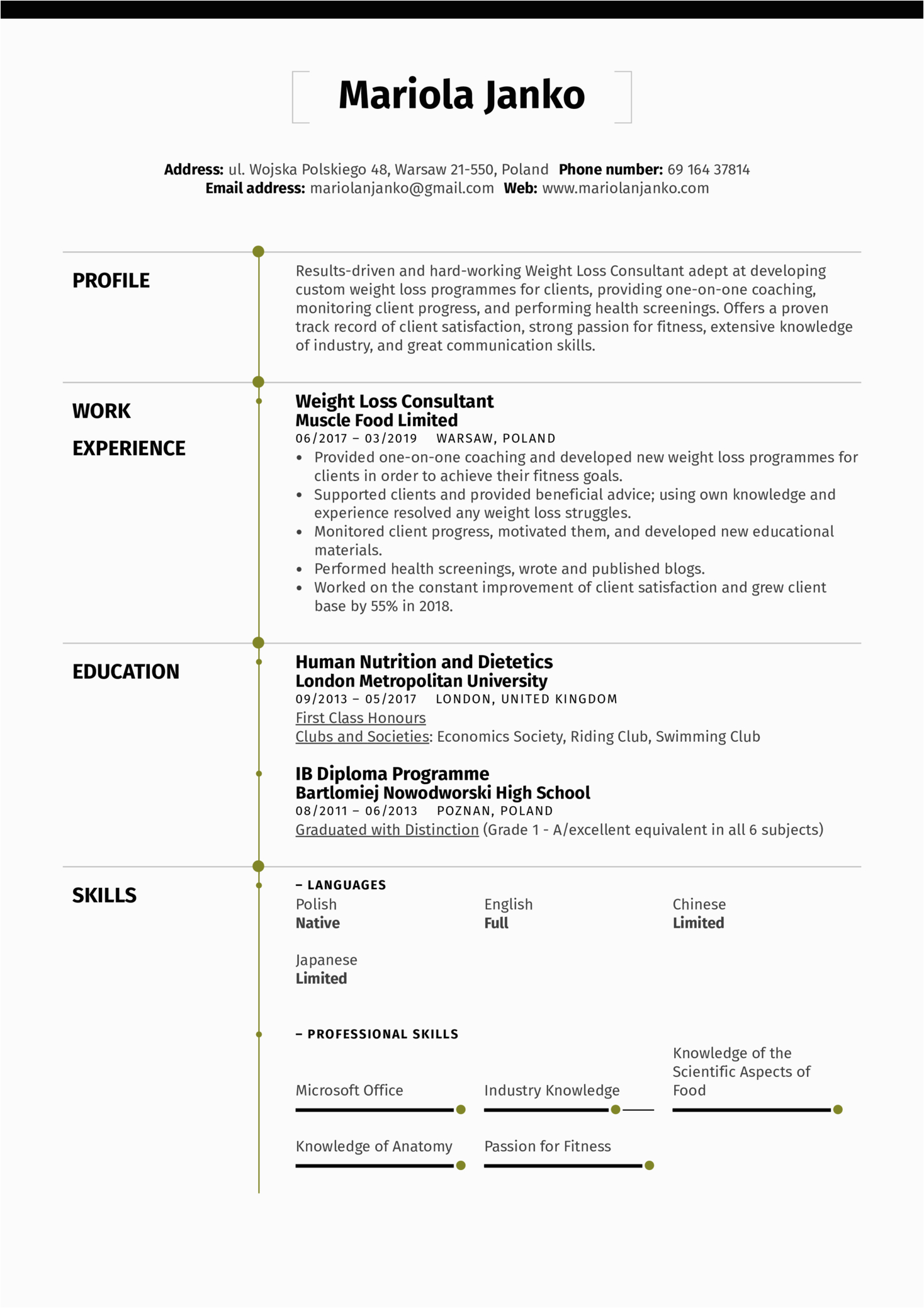 Sample Resume with Height and Weight Weight Loss Consultant Resume Sample