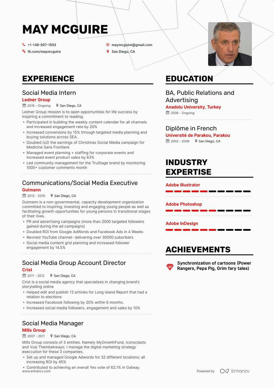 Sample Resume with social Media Links social Media Resume Example and Guide for 2020