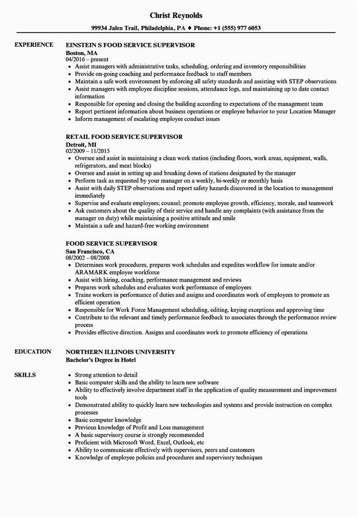 School Food Service Manager Resume Sample √ 20 Food Service Worker Job Description Resume In 2020