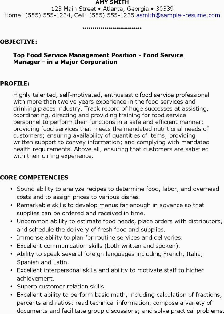 School Food Service Manager Resume Sample Food Service Manager Resume Best Food Service Resume