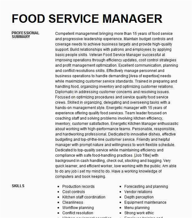 School Food Service Manager Resume Sample School Food Service Manager Resume Example Pany Name