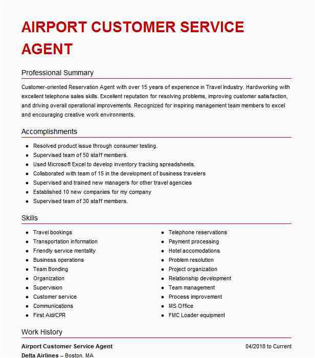 Airport Customer Service Agent Resume Sample Airport Customer Service Agent Resume Example Delta