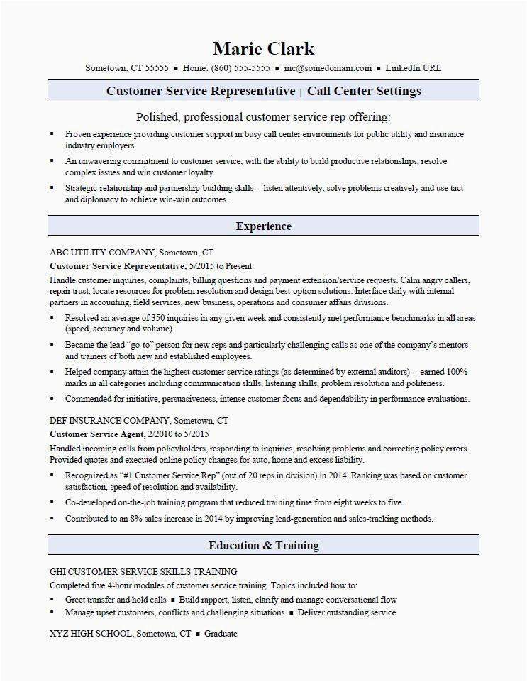 Best Resume Sample for Customer Service Representative Customer Service Representative Resume Sample