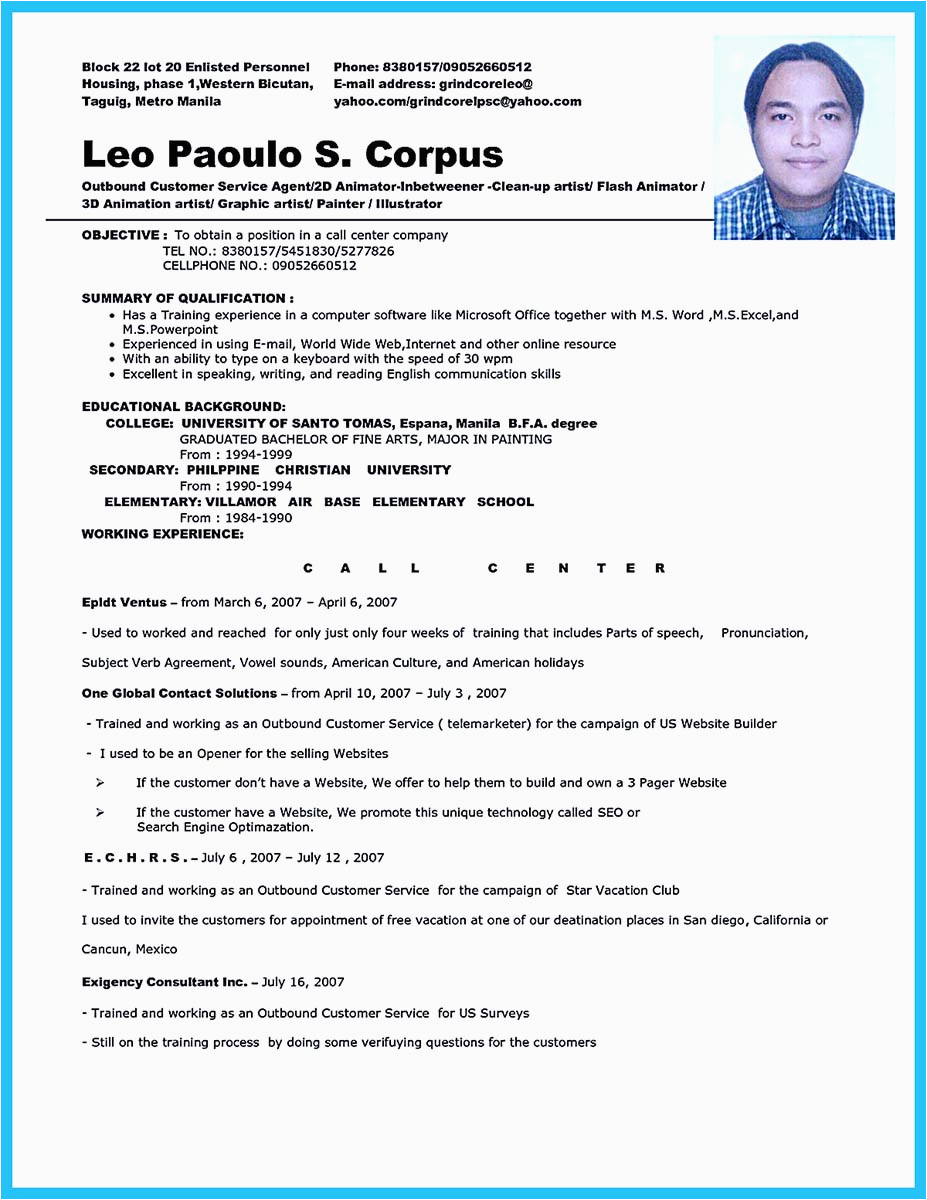 Call Center Resume Sample with Experience Impressing the Recruiters with Flawless Call Center Resume