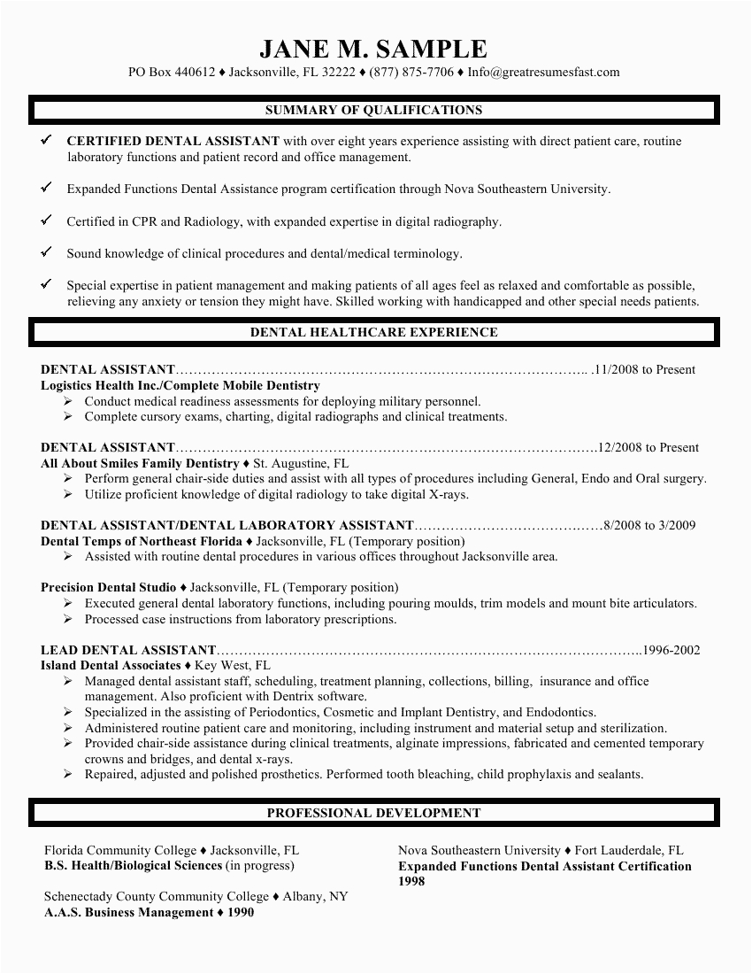 Entry Level Dental assistant Resume Sample A Sample Of A Dental assistant Resume Tipss Und Vorlagen