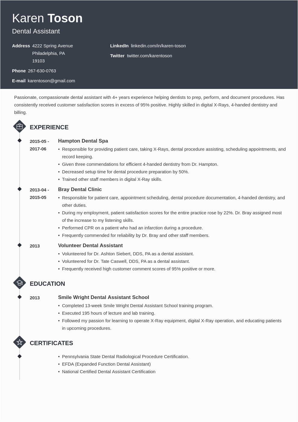 Entry Level Dental assistant Resume Sample Entry Level Dental assistant Resume Template