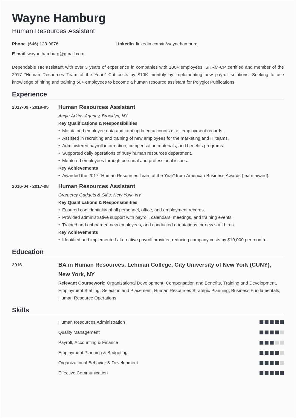 Entry Level Hr assistant Resume Sample Hr assistant Resume Example Template Nanica