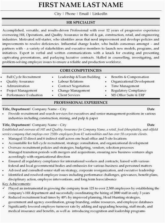 Entry Level Hr Generalist Resume Sample Free 50 Hr Specialist Resume Examples