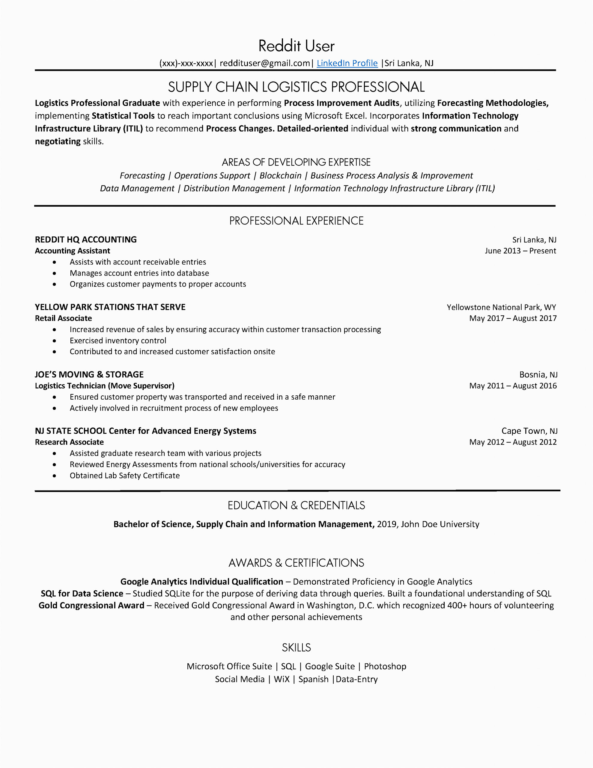 Entry Level Supply Chain Resume Sample Recent Grad Applying to Entry Level Supply Chain Jobs Help Pls