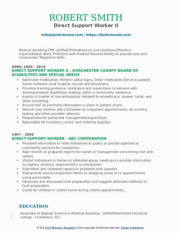 Free Sample Resume for Disability Support Worker Direct Support Worker Resume Samples