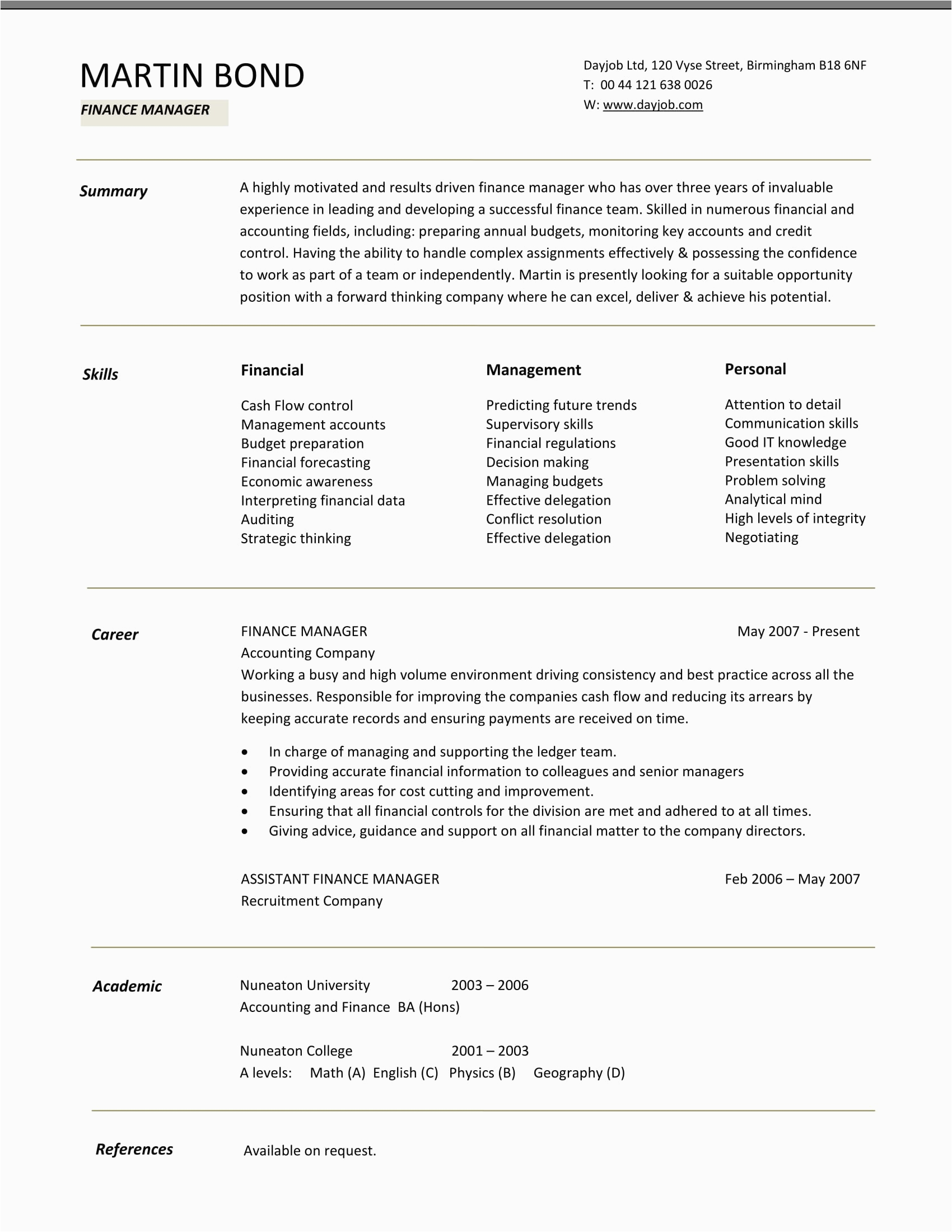 Free Sample Resume for Finance Manager Resume Examples Finance – Salescvfo