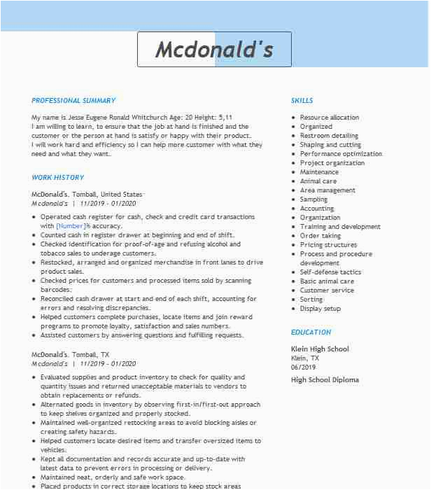 Mcdonald S Shift Manager Resume Sample Mcdonald S Shift Manager Resume Example Mcdonald S