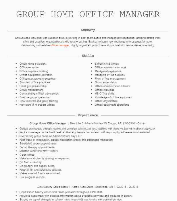Residential Group Home Manager Sample Resume Group Home Manager Resume Example Hunger associates