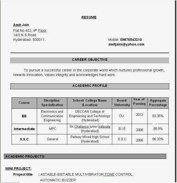 Resume Samples for Electronics and Communication Engineers Resume Templates