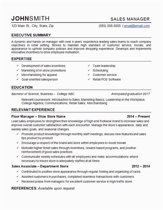 Retail Management Resume Examples and Samples Retail Manager Resume Example Department Store