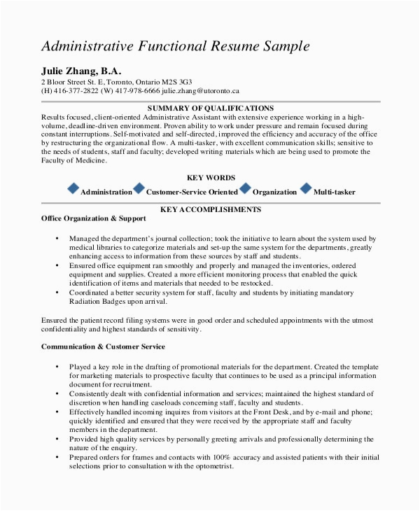 Sample Functional Resume for Administrative assistant 10 Executive Administrative assistant Resume Templates