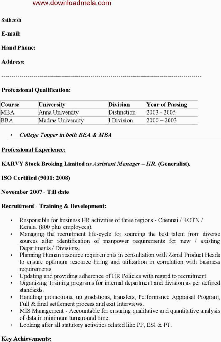 Sample Hr assistant Resume Free Download assistant Manager Hr Resume Example